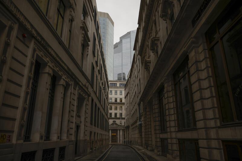 An empty street in the square mile financial district of the City of London. Bloomberg
