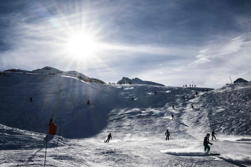 People skiing at the Val Thorens resort in France on its opening day. AFP