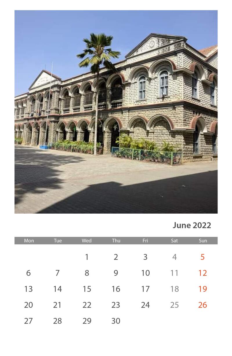 Babu Ajaz's 2022 digital calendar is dedicated to Bangalore’s famous schools, many of them more than a century old. He's been curating thematic calendars centred around the city, now renamed Bengaluru, since 2016.