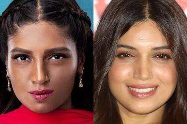 Actress Bhumi Pednekar as she appers in a promotion image for new film 'Bala' (left), and in real life. 