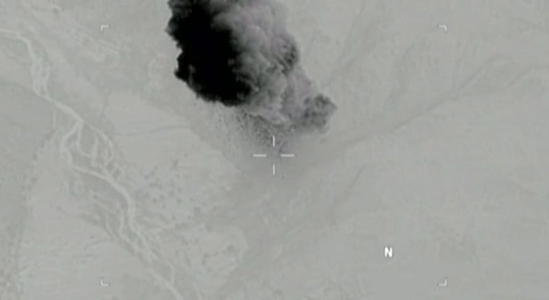 A Massive Ordnance Air Blast bomb strikes ISIL hideouts in Nangarhar province, Afghanistan. EPA / US Department of Defense