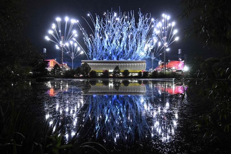 Fireworks explode above the the Alexander Stadium during the opening ceremony for the Commonwealth Games, in Birmingham, central England, on July 28, 2022.  (Photo by Oli SCARFF  /  AFP)