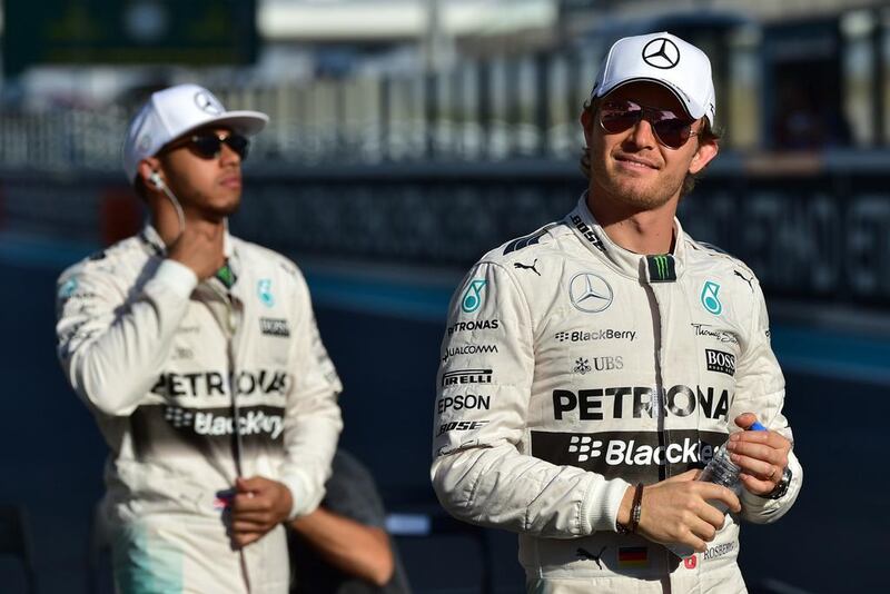 The chill between teammates Lewis Hamilton, left, Nico Rosberg at Mercedes-GP is palpable ANDREJ ISAKOVIC / AFP

