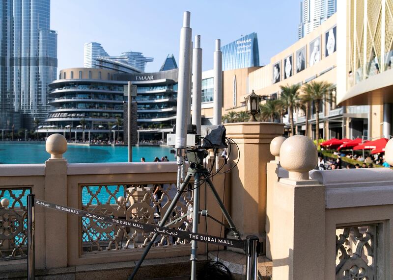 DUBAI, UNITED ARAB EMIRATES. 30 DECEMBER 2019. 
Media broadcast set up for Downtown Dubai New Year’s Eve celebrations.

(Photo: Reem Mohammed/The National)

Reporter:
Section: