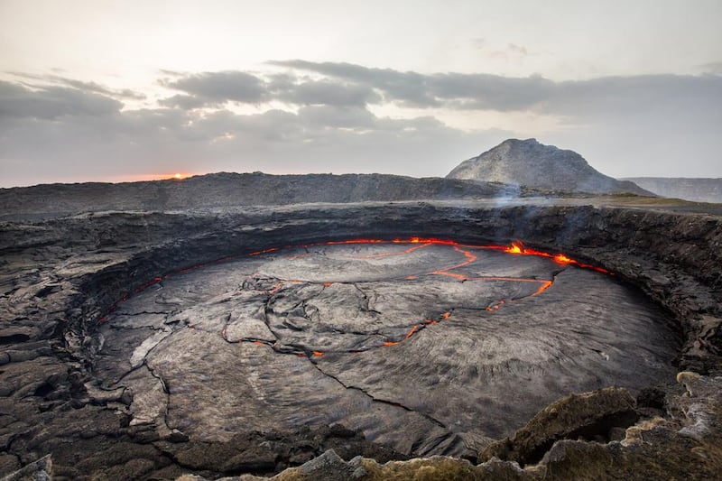 The active Erta Ale volcano in the Danakil Depression, which spreads across Ethiopia, ­Djibouti and Eritrea. The area is Africa’s lowest point and has the hottest year-round average temperatures on Earth. Getty Images