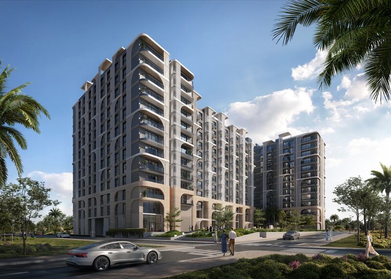 Nouran Living will have several amenities, including a co-working lounge, swimming pool, a dedicated cinema, gym, padel court and running track. Photo: Aldar