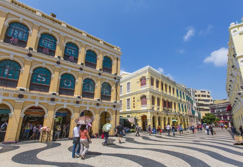 Historical buildings in the Unesco World Heritage Site area of central Macau, which retains its Portuguese colonial influences. Getty Images