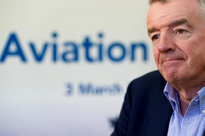 (FILES) In this file photo taken on March 03, 2020 Ryanair CEO Michael O'Leary gestures during an AFP interview at A4E aviation summit in Brussels.  Irish low-cost carrier Ryanair said on May 1, 2020 that it plans to axe up to 3,000 pilot and cabin crew jobs, with air transport paralysed by the coronavirus pandemic. / AFP / Kenzo TRIBOUILLARD
