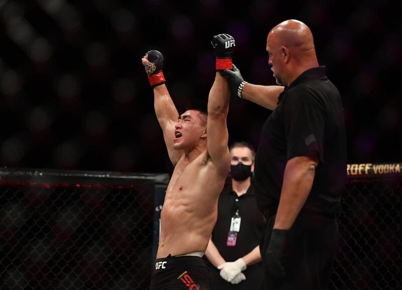 Song Yadong defeats Marlon Vera, not pictured, during UFC on ESPN at VyStar Veterans Memorial Arena. Jasen Vinlove / USA TODAY Sports / Reuters