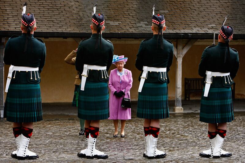 The queen visits Stirling Castle, the home of the Argyll and Sutherland Highlanders, in 2007.