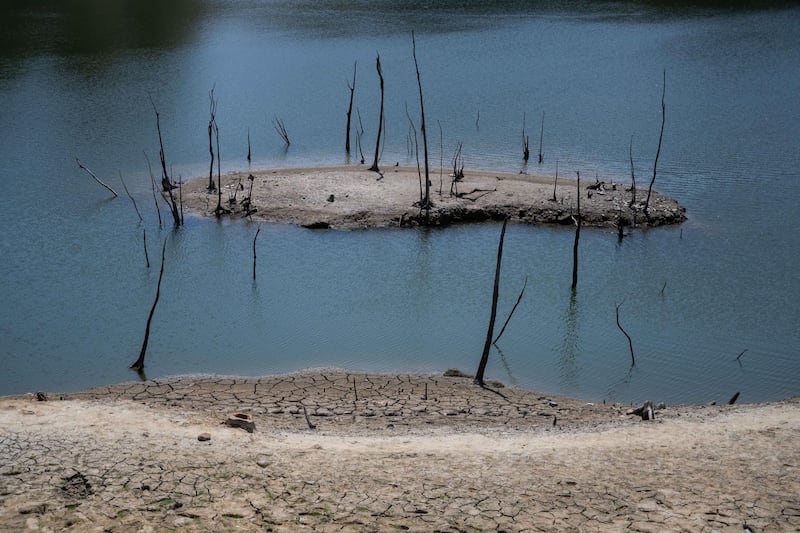 Dried reservoir bed at the Second Baoshan Reservoir in Hsinchu, Taiwan. Bloomberg