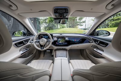 The luxe cabin comes with the option of an MBUX Superscreen HMI, which has an expansive infotainment screen. Photo: Mercedes-Benz