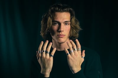 Pierce Woodward, 18, started his company, Brand Pierre, out of his parents’ garage. The line features collections of rings made out of vintage spoons. Photo: Pierce Woodward