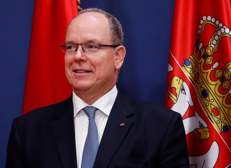 BELGRADE, SERBIA - OCTOBER 07: Prince Albert II of Monaco during the press conference with Serbian President Aleksandar Vucic (unseen) after their meeting at the Serbia Palace on October 7, 2020 in Belgrade, Serbia. (Photo by Srdjan Stevanovic/Getty Images)
