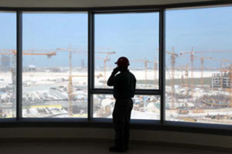The view inside the Sun Tower in 2010 overlooking Reem Island. This was the first phase of the building boom on the island.