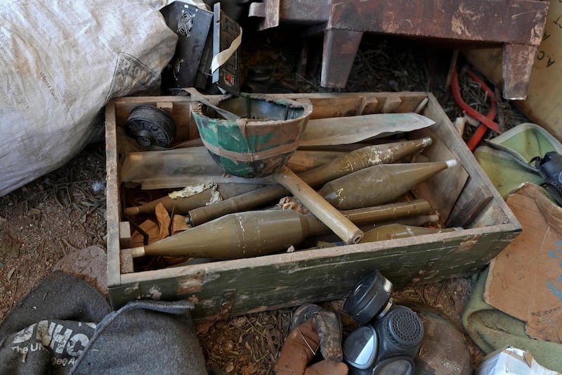 RPG shells and military equipment in the village of al-Nayrab. AFP