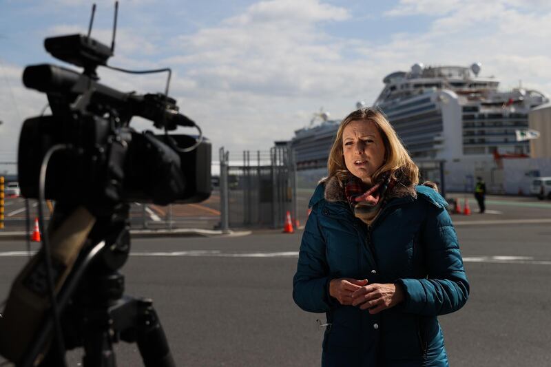 A journalist reports from the quarantined Diamond Princess cruise ship docked at Daikoku Pier in Yokohama. Getty Images