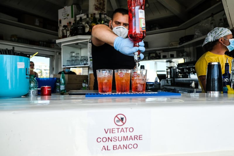 The sign says not to eat or drink at the counter. AFP