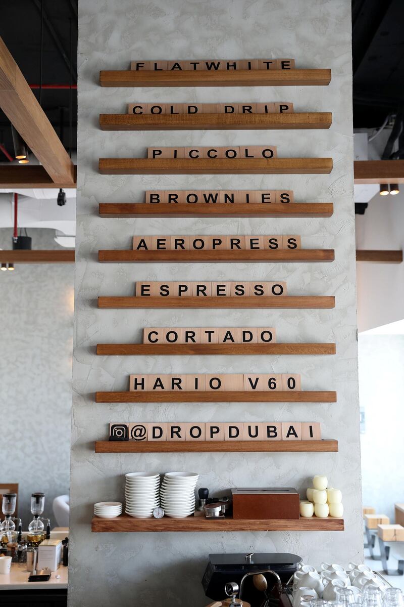 Dubai, United Arab Emirates - January 25th, 2018: ÔThe new wave of Emirati coffee cultureÕ Ð a look at the popularity of specialist coffee stores. Thursday, January 25th, 2018 at Drop, Dar Wasl, Dubai. Chris Whiteoak / The National