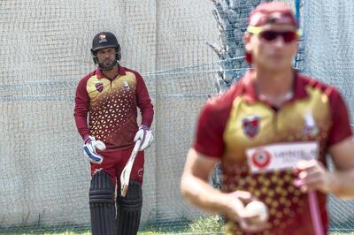 SHARJAH, UNITED ARAB EMIRATES.  OCTOBER 2018. Mohammed Naveed, UAE bowler, training with Kandahar Knights ahead of the Afghanistan Premier League. (Photo: Antonie Robertson/The National) Journalist: Paul Radley. Section: Sport.