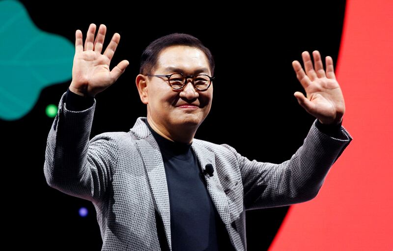 Samsung Electronics vice chairman and chief executive Han Jong-hee leaves the stage after delivering the opening address at CES 2022. Reuters