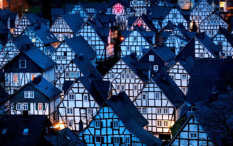 The historic old town of Freudenberg near Siegen, western Germany, with its half-timbered houses is seen in the dawn. Ina Fassbender AFP Photo / dpa