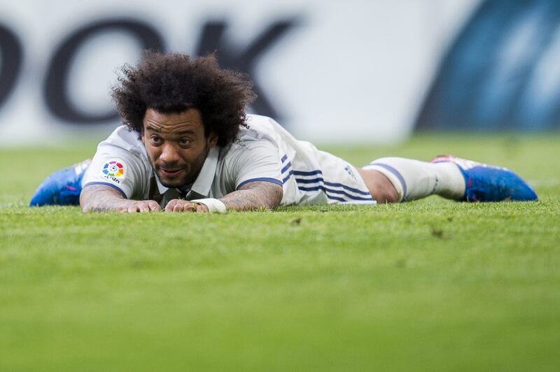 Marcelo Vieira reacts during La Liga match against Athletic Bilbao. Juan Manuel Serrano Arce / Getty Images