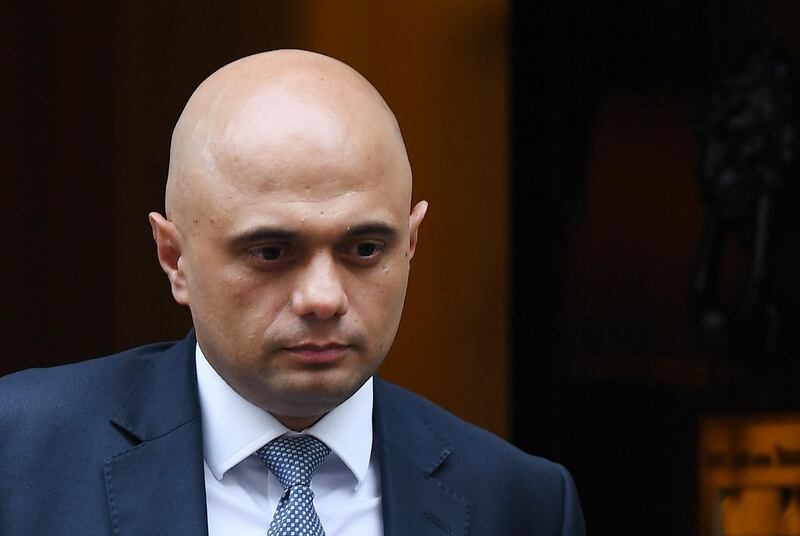epa06707178 British Home Secretary Sajid Javid departs a Brexit cabinet meeting in London, Britain, 02 May 2018. British Prime Minister Theresa May is under pressure over her plans for a Customs Union deal with the EU.  EPA/ANDY RAIN