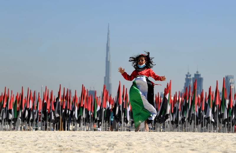Flags were on display in Dubai. AFP