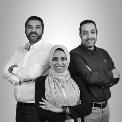 Left to right: Co-founders of Esaal, Fadi Doss, chief executive, Sally Medhat, chief operating officer, and Mohamed Rashad, chief technology officer. Photo: Esaal 