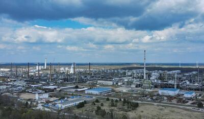 A Russian-owned oil refinery in Germany, which says it will no longer stand in the way of an embargo. AP 