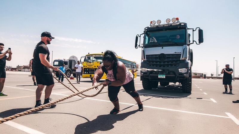 Emirates Strength Truck Pull saw male and female participants show off their skills. Courtesy Emirates Strength