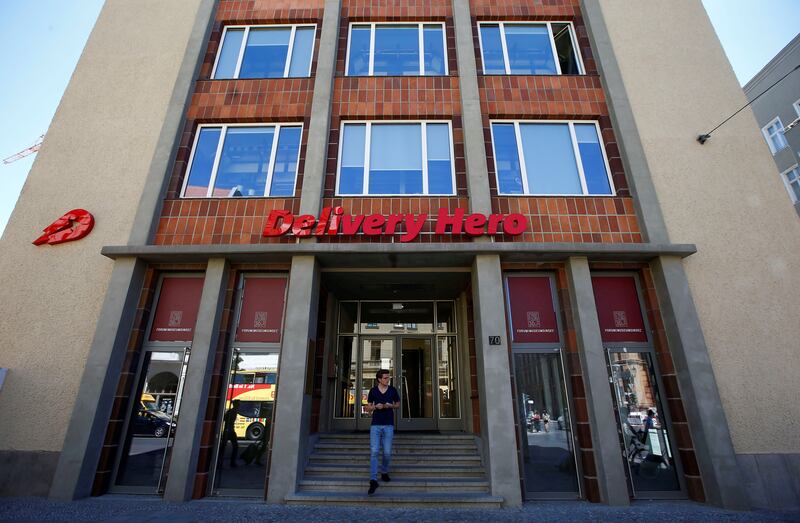 FILE PHOTO: The Delivery Hero headquarters is pictured in Berlin, Germany, June 2, 2017. The Berlin-based company Delivery Hero, one of Europe's largest internet start-ups. REUTERS/Fabrizio Bensch/File Photo