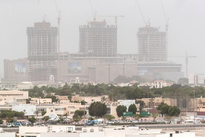 Hazy weather with limited visibility in Dubai as rain might be expected across the UAE on April 28 th, 2021. 
Antonie Robertson / The National.
Reporter: None for National