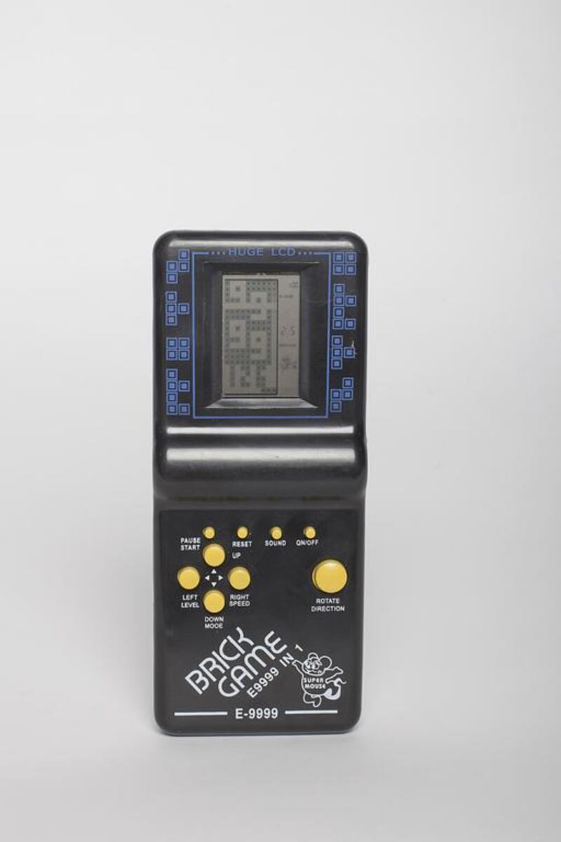 Brick Game 9999 — Dh15

This is a sort of old-school Gameboy but is an absolute bargain at only Dh15. While the colourful screenshots on the box are quite deceiving, the black-and-white game is a cross between Tetris and Space Invaders