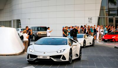 The cars drew plenty of admiring glances while in the capital. Courtesy Lamborghini 