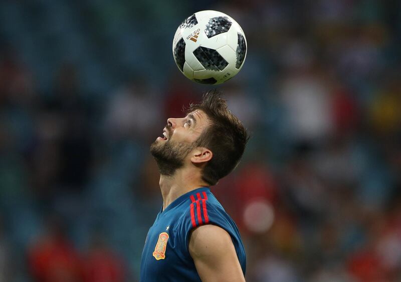 Soccer Football - World Cup - Group B - Portugal vs Spain - Fisht Stadium, Sochi, Russia - June 15, 2018   Spain's Gerard Pique during the warm up before the match    REUTERS/Hannah McKay