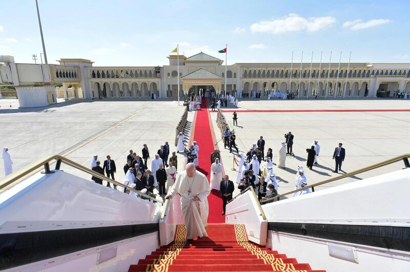 Pope Francis boards the plane. Vatican Media / EPA