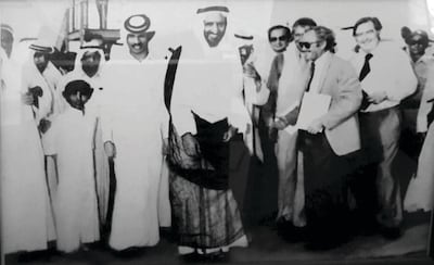 Ali Albwardy, owner of Spinneys in the UAE, pictured with Sheikh Rashid, the late Ruler of Dubai. Sheikh Rashid was the supermarket's first customer when it opened in Deira in 1961. Photo: Spinneys