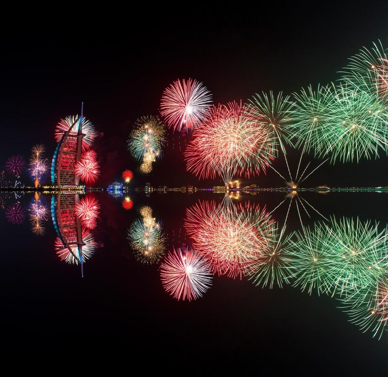 Burj Al Arab, Dubai during New Year 2016 Celebration. Getty Images