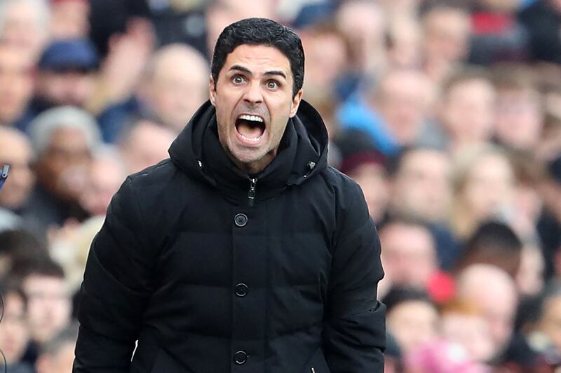 Arsenal manager Mikel Arteta gestures on the touchline. AFP