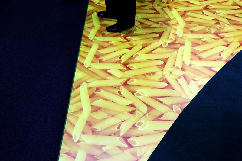 The floor of Emirates Macaroni Factory showroom during the Gulfood exhibition. Jaime Puebla / The National