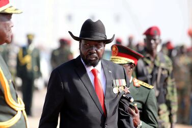 South Sudanese President Salva Kiir attends a medals-awarding ceremony for long serving soldiers in Juba. Reuters