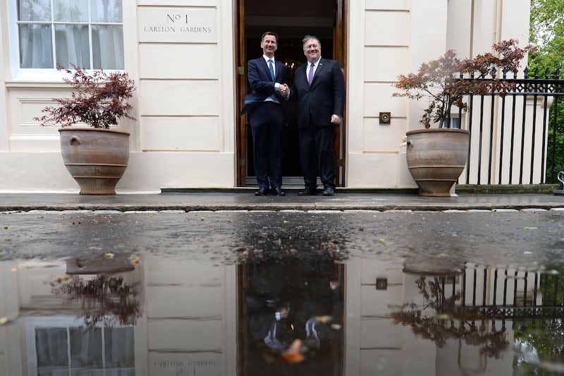 Meeting then-US secretary of state Mike Pompeo in May 2019 in London. Getty