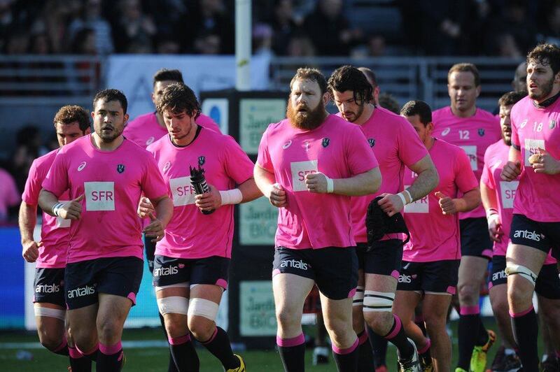 Stade Francis players warm up before their Top 14 match against La Rochelle last weekend. Xavier Leoty / AFP / April 2, 2016  