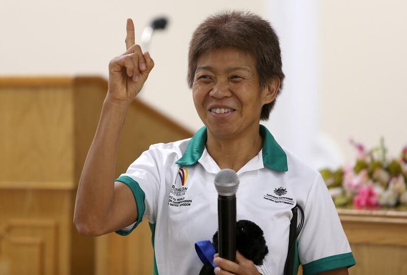 Lindy Hou, Australian Paralympic Gold Medalist, Lindy Hou who is almost totally blind, visited the UAE this week to inspire schoolchildren, people with special needs, leaders of companies and sportsmen and women. Pawan Singh / The National