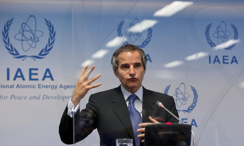 International Atomic Energy Agency (IAEA) Director General Rafael Grossi attends a news conference during a board of governors meeting at the IAEA headquarters in Vienna, Austria, June 7, 2021.   REUTERS/Leonhard Foeger