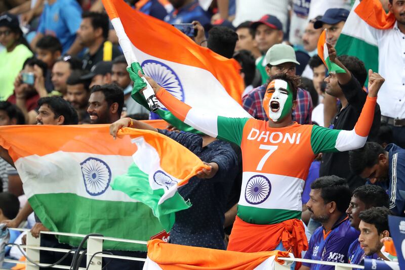 India fans during the game in Dubai.