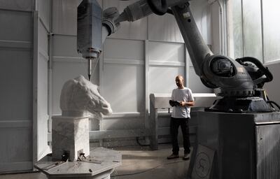 The sculpture was carved by robots from the Institute for Digital Archaeology in Oxford. The Photo: Institute for Digital Archaeology