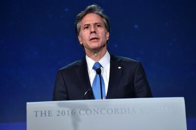 NEW YORK, NY - SEPTEMBER 19: United States Deputy Secretary of State and the former Deputy National Security Advisor for President Barack Obama Anthony Blinken speaks at the 2016 Concordia Summit - Day 1 at Grand Hyatt New York on September 19, 2016 in New York City.   Bryan Bedder/Getty Images for Concordia Summit/AFP